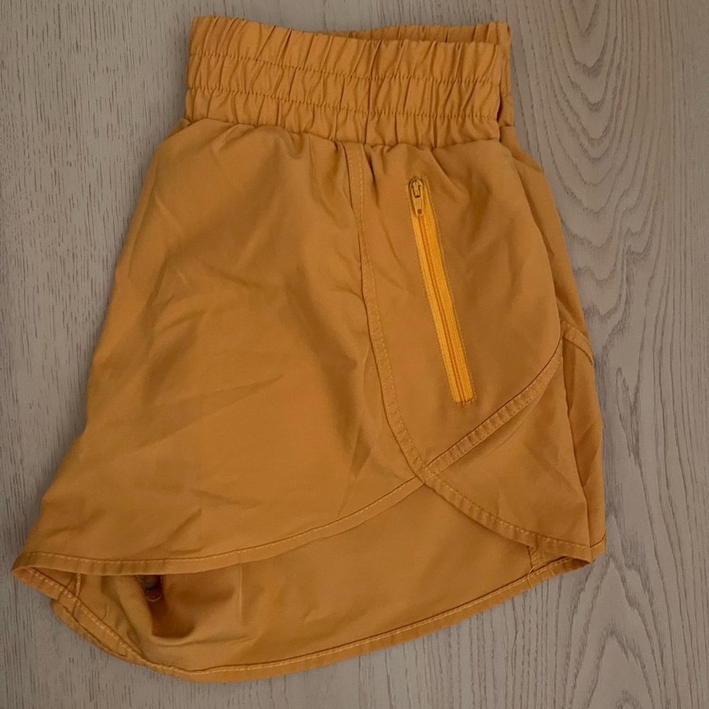 Women's Orange Athletic Running Shorts with Zip Pocket - Picture 5 of 5